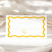 Moderne geel golvende Lijst bruiloft Plaatskaartje