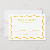 Moderne geel golvende Lijst bruiloft RSVP Kaartje (Voorkant)