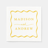 Moderne geel golvende Lijst bruiloft Servet (Voorkant)