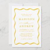 Moderne geel golvende Lijst foto bruiloft Kaart (Voorkant)