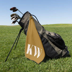 Moderne Geel Goud Monogram Initialen Gepersonalise Golfhanddoek