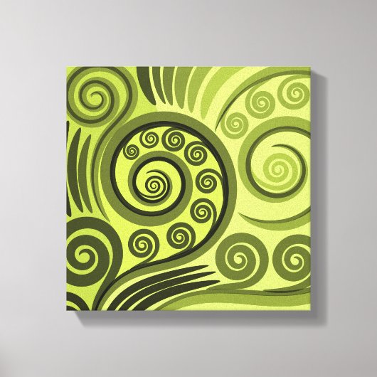 Moderne, geel-groene, gladde, gladde rillerafdruk canvas afdruk (Voorkant)