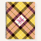 Moderne, geel roze speldenlijst Tartan Persoonlijk Notitieboek (Voorkant)
