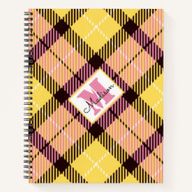 Moderne, geel roze speldenlijst Tartan Persoonlijk