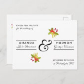 Moderne Geel Sinaasappel Bloemen Huwelijk Save the Briefkaart (Voorkant / Achterkant)