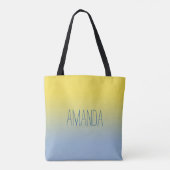 Moderne Geel tot Blauwe Verloop Handgeschreven Naa Tote Bag (Achterkant)