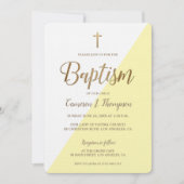 Moderne Geel Wit Goud Doop baby Kaart (Voorkant)