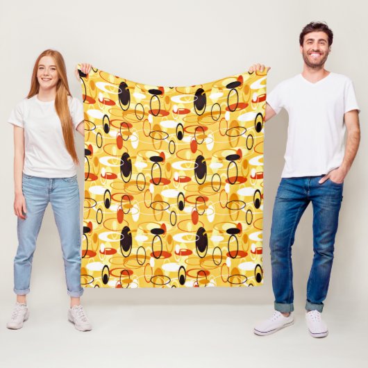 Moderne geel & zwart abstracte stijl fleece deken (In situ)