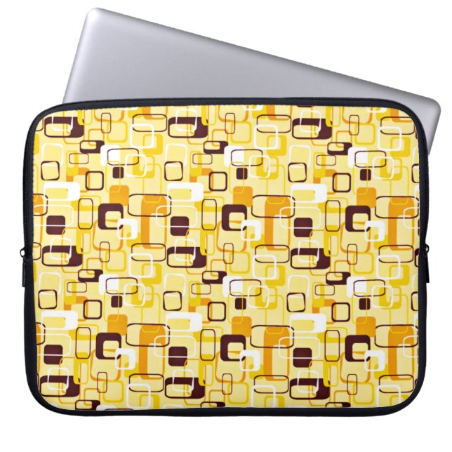 Moderne geel & zwart abstracte stijl laptop sleeve (Voorkant)