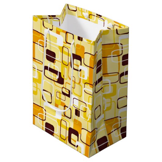 Moderne geel & zwart abstracte stijl medium cadeauzakje (Voorkant Gekanteld)