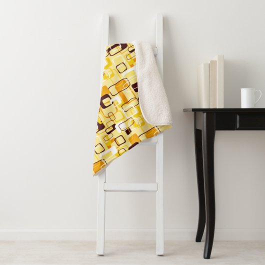 Moderne geel & zwart abstracte stijl sherpa deken (In situ)
