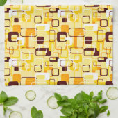 Moderne geel & zwart abstracte stijl theedoek (Gevouwen)