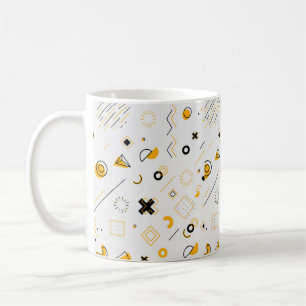 Moderne Geel Zwart Geometrisch Patroon Koffiemok