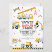 Moderne Geel Zwart Rood Bouw Verjaardag Kaart (Voorkant)