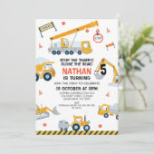 Moderne Geel Zwart Rood Bouw Verjaardag Kaart (Staand voorkant)