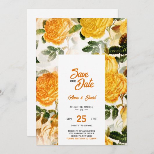 Moderne geelbloem sparen de Datum Uitnodiging (Voorkant / Achterkant)