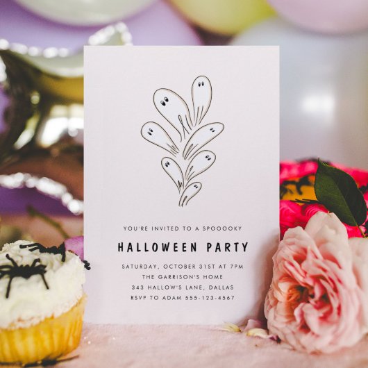 Moderne Geesten Halloween Party Minimale Uitnodigi Kaart