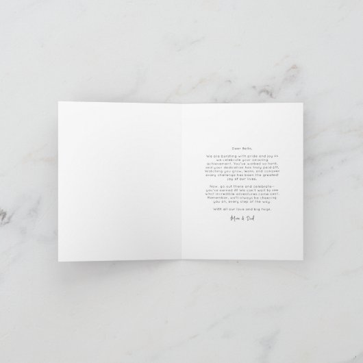 Moderne Gefeliciteerd Afgestudeerd Afstudeerscript Kaart (Binnen)