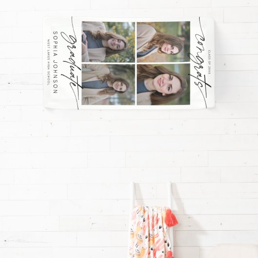 Moderne Gefeliciteerd Afgestudeerd Script Fotocoll Spandoek (Insitu)