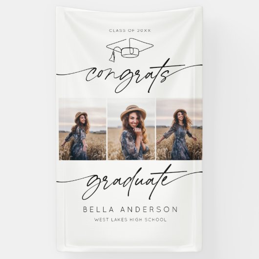 Moderne Gefeliciteerd Afstuderen Afstuderen Script Spandoek (Verticaal)