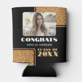 Moderne Gefeliciteerd Afstuderen Glitter Foto Blikjeskoeler (Achterkant)