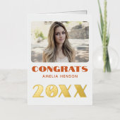 Moderne Gefeliciteerd Afstuderen Naam Foto Folie Wenskaart (Voorkant)