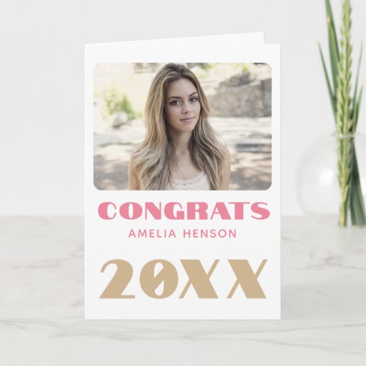 Moderne Gefeliciteerd Afstuderen Naam Foto Kaart (Voorkant)