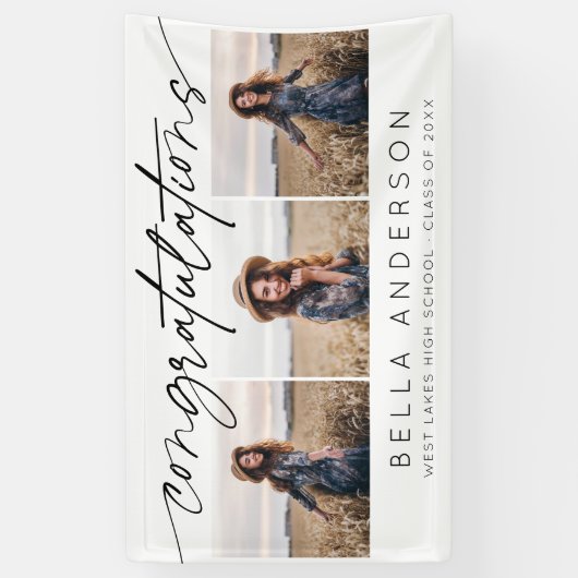 Moderne Gefeliciteerd Afstuderen Script 3 Foto Spandoek (Verticaal)