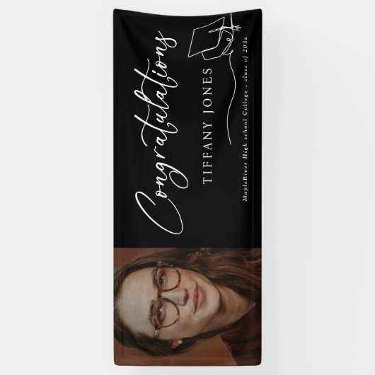 Moderne Gefeliciteerd Foto Graduation Party Spandoek (Verticaal)