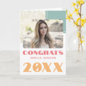 Moderne Gefeliciteerd Gouden Glitter Afstuderen Fo Kaart (Gele Bloem)