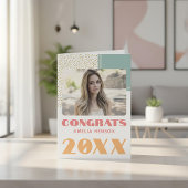 Moderne Gefeliciteerd Gouden Glitter Afstuderen Fo Kaart