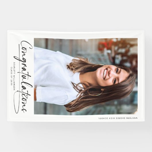 Moderne gefeliciteerd met het Afstuderen fotoscrip Spandoek (Horizontaal)