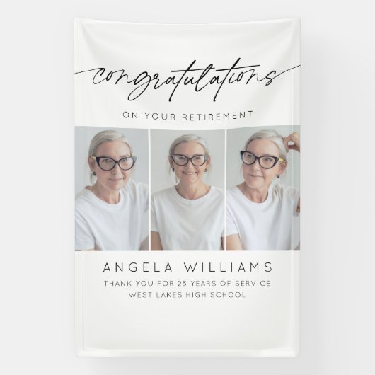 Moderne Gefeliciteerd met je pensioenfoto Spandoek (Verticaal)
