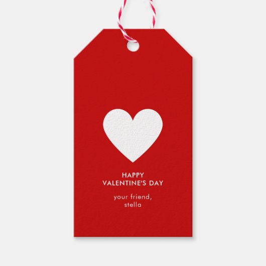 Moderne Gefeliciteerd met Valentijnsdag Rood Witte Cadeaulabel (Voorkant)