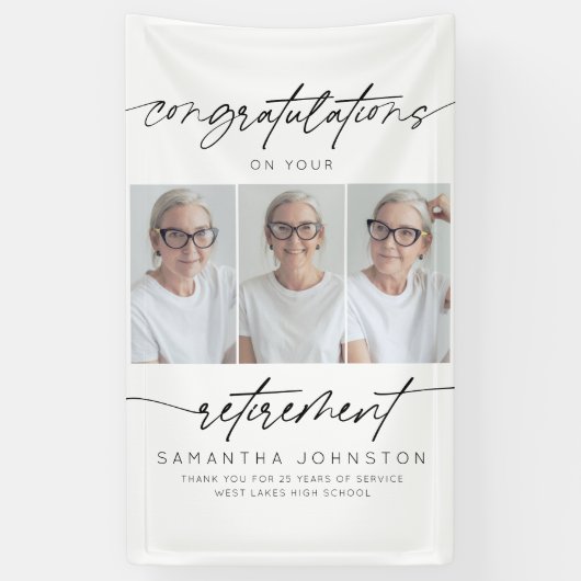 Moderne Gefeliciteerd Pensioen Foto Spandoek (Verticaal)