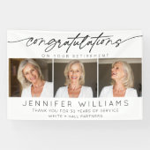 Moderne Gefeliciteerd Pensioen Script 3 Foto Spandoek (Horizontaal)