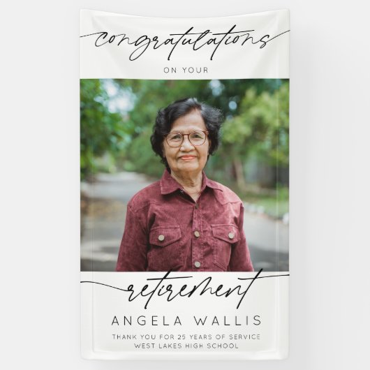 Moderne Gefeliciteerd Pensioen Script Foto Spandoek (Verticaal)