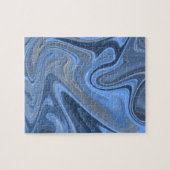 Moderne gegolfde verloop blauwe water marmer legpuzzel (Horizontaal)