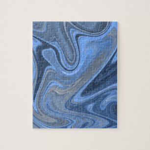 Moderne gegolfde verloop blauwe water marmer legpuzzel