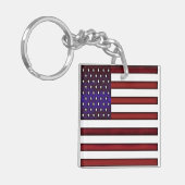 Moderne gegraveerde Amerikaanse vlag Sleutelhanger (Voorkant Links)
