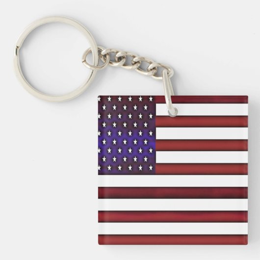 Moderne gegraveerde Amerikaanse vlag Sleutelhanger (Voorkant)