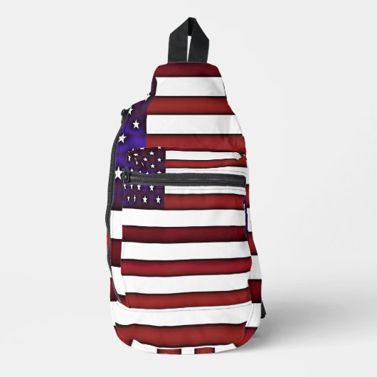 Moderne gegraveerde Amerikaanse vlag Sling Bag (Voorkant)