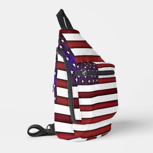 Moderne gegraveerde Amerikaanse vlag Sling Bag (Linkerhoek)
