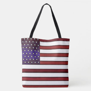 Moderne gegraveerde Amerikaanse vlag Tote Bag