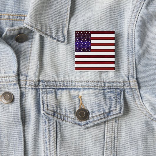 Moderne gegraveerde Amerikaanse vlag Vierkante Button 5,1 Cm (In situ)
