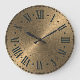 Moderne gegraveerde gouden metalen schijf Abstract Grote Klok