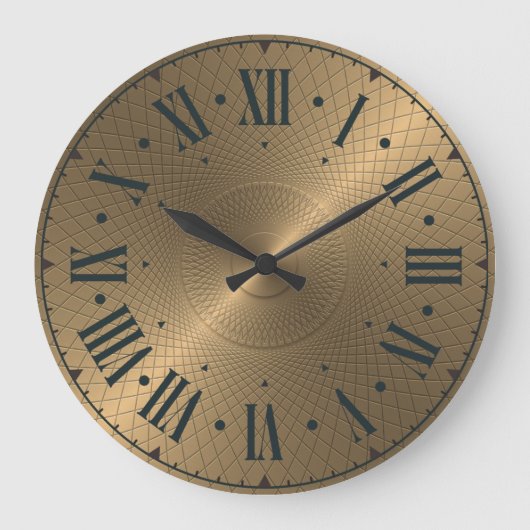 Moderne gegraveerde gouden metalen schijf Abstract Grote Klok (Voorkant)