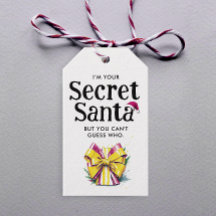 Moderne Geheime Santa Red Yellow Bow Waterverf