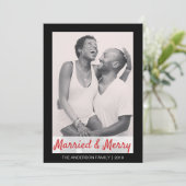 Moderne gehuwde feestdag en feestdag bedankt foto feestdagenkaart (Staand voorkant)