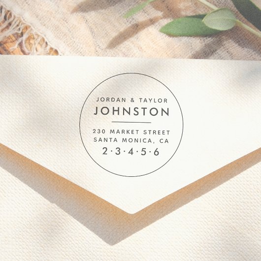 Moderne, gehuwde, ronde-retouradres rubberstempel